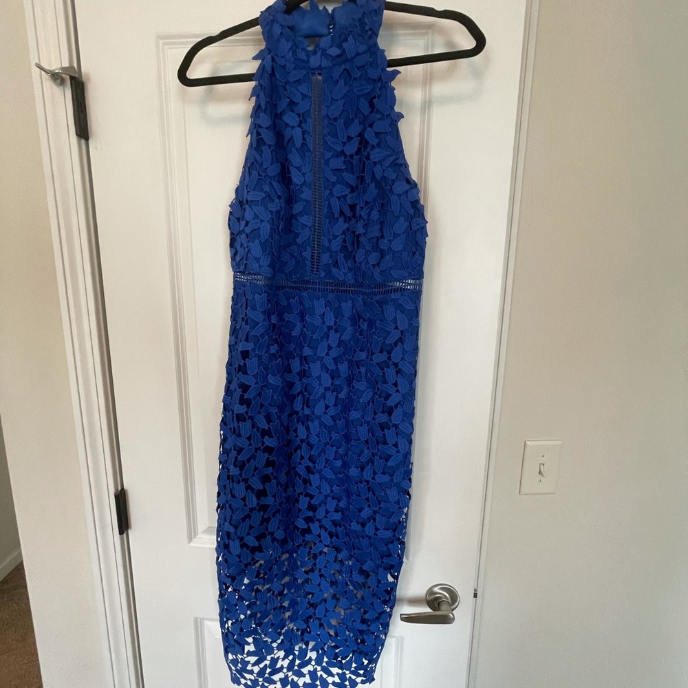 Royal Blue Midi Bardot Dress!